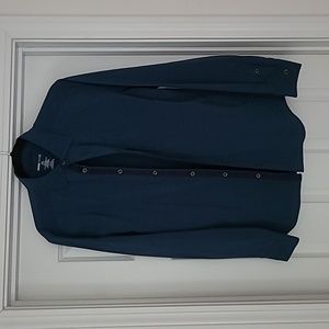 Swiss Tech Long-sleeve Button-up Shirt, Men's S (34-36) (Blue)